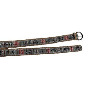 Multi-Colored Belt Trimmed in Tan Braiding Black Red Brown Size 13 Junior JH1121
